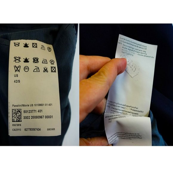 $543 HUGO BOSS USA Men's Wool Black Blazer 42 SMALL Coat Notched Single Breasted - Picture 11 of 11